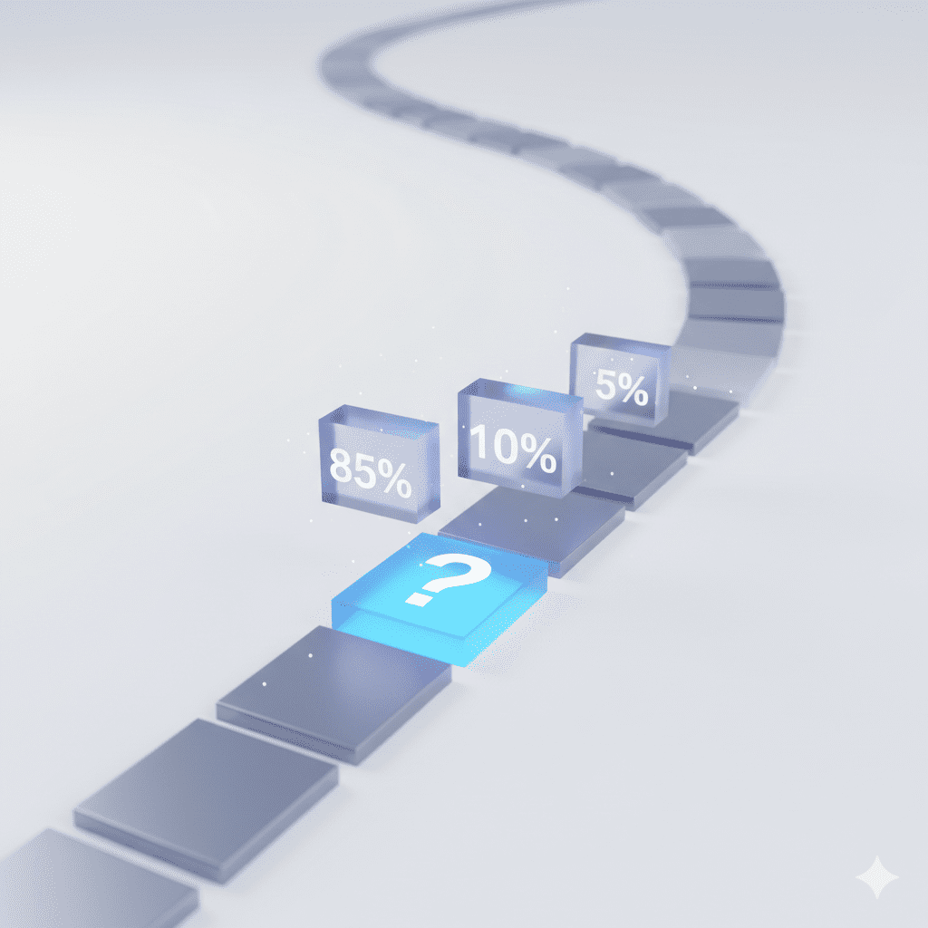 A laptop screen showing a simple text box that says "Tell me what you want to write," representing the starting point of how AI writing tools work.