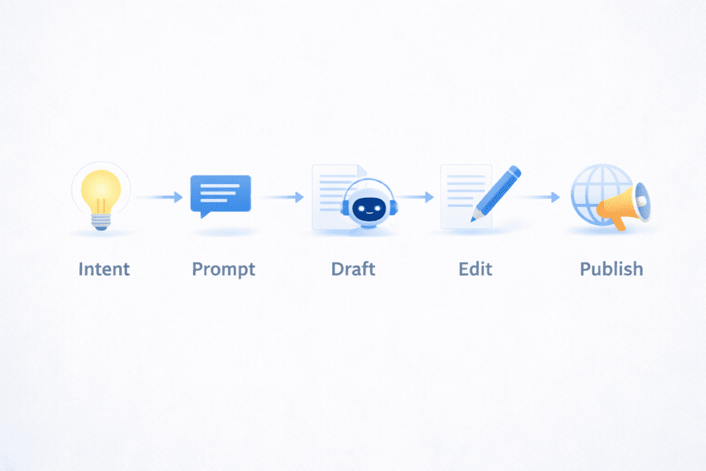 Workflow showing how to use AI writing tools effectively step by step
