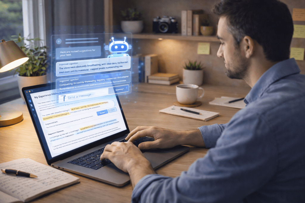 AI giving writing suggestions to improve content effectively