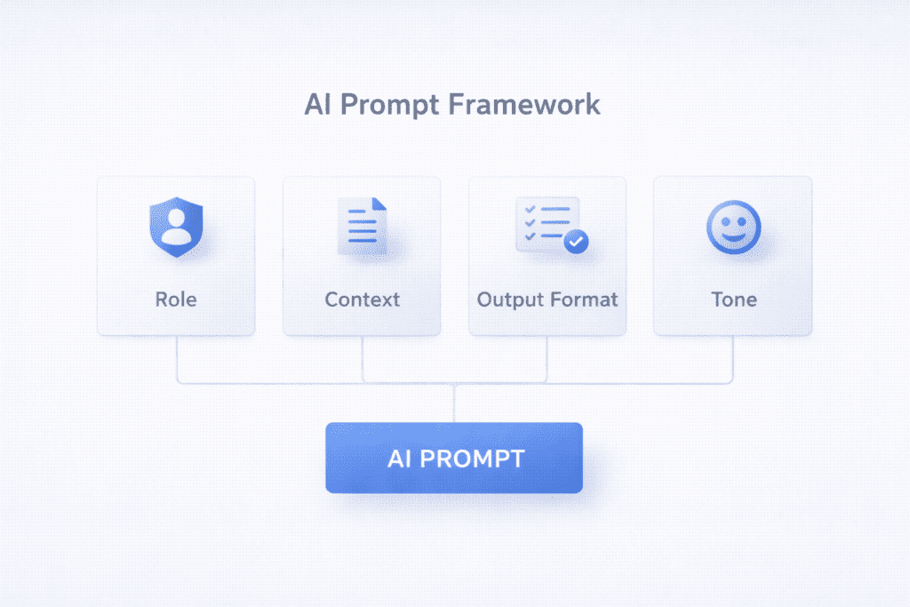 AI prompt framework diagram explaining ai writing prompts structure