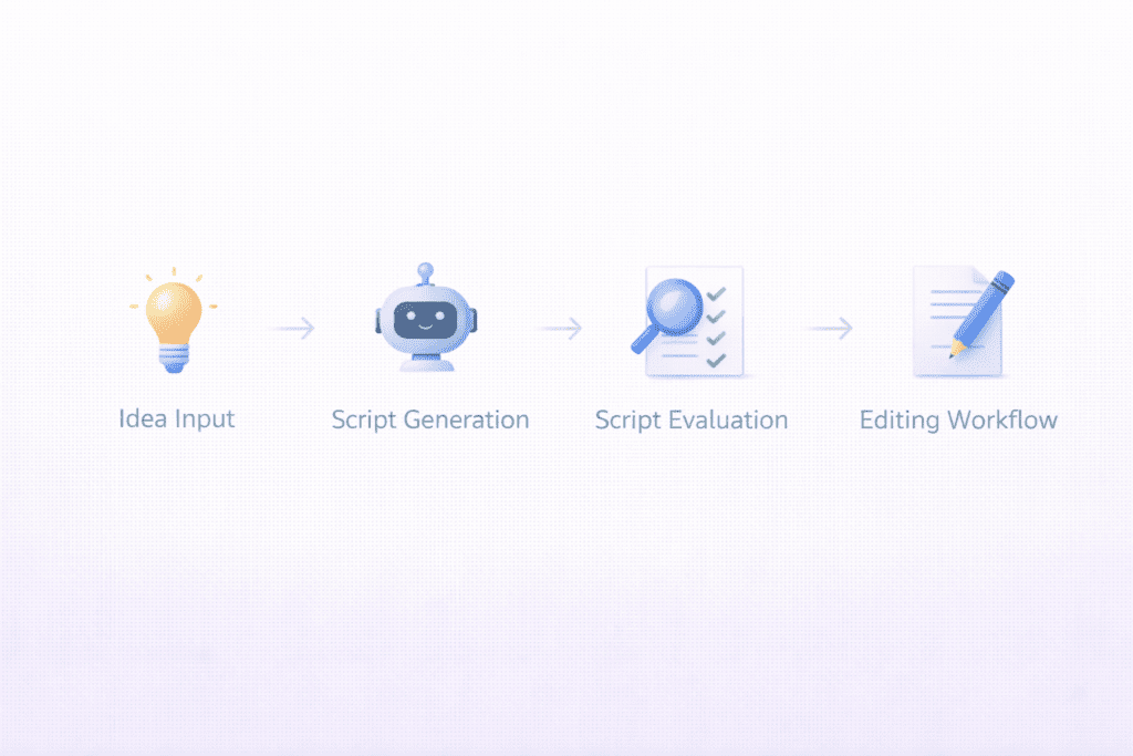 Workflow showing how ai tools for youtube scripts generate and edit video scripts