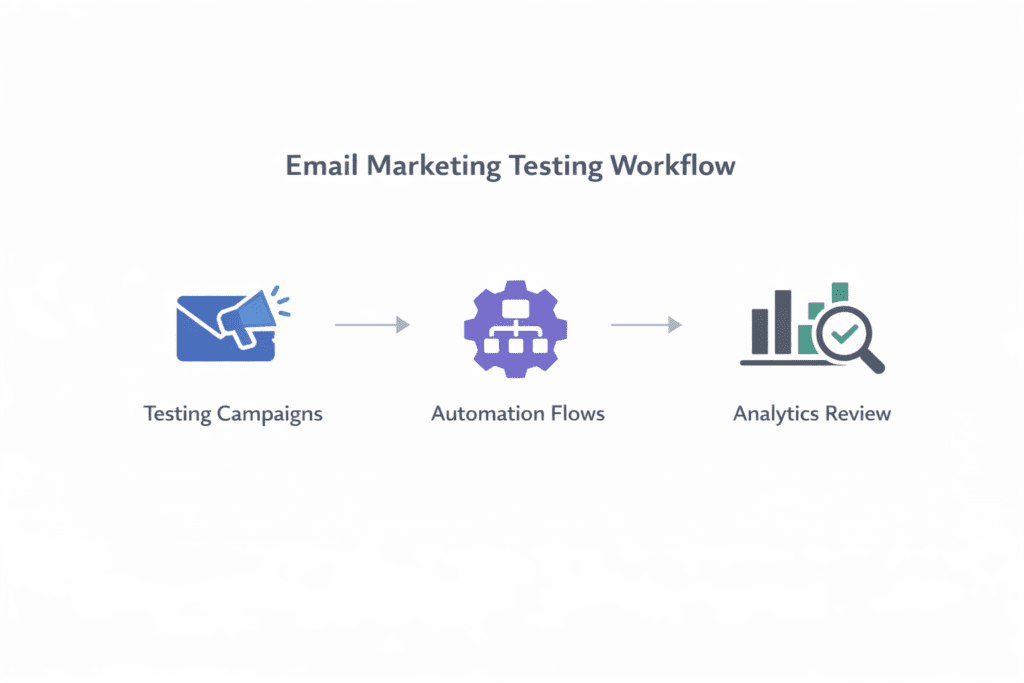 Workflow showing how AI tools for email marketing automate campaigns and analytics