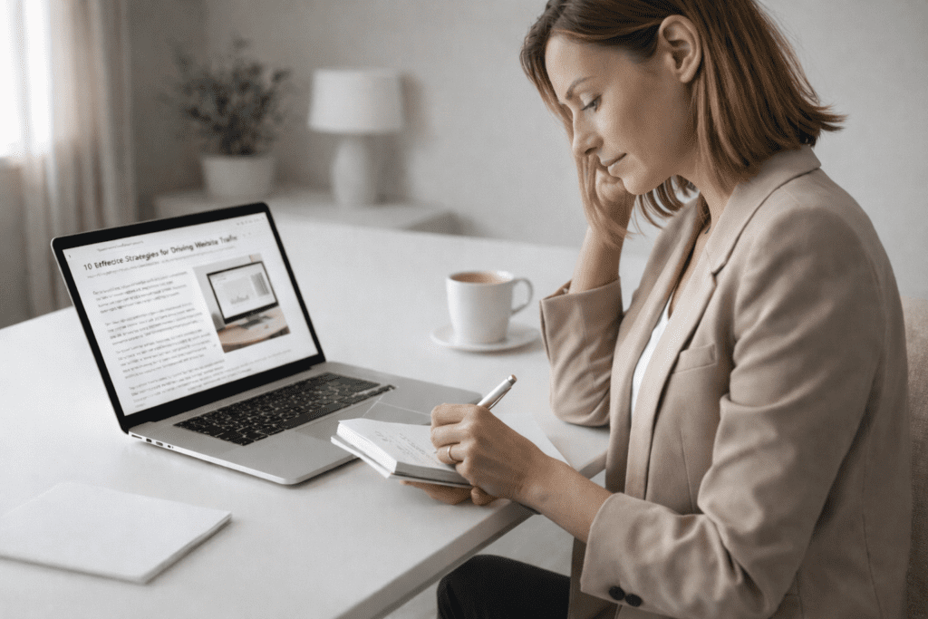 Writer reviewing and rewriting AI text to humanize AI content