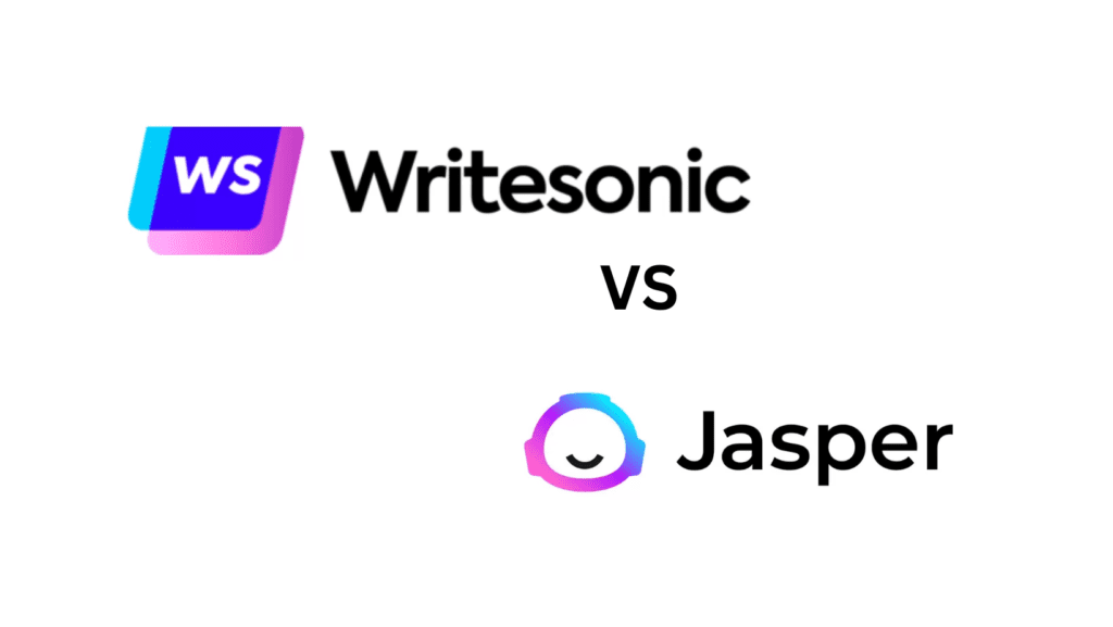 Jasper AI vs Writesonic comparison showing logos of both AI writing tools