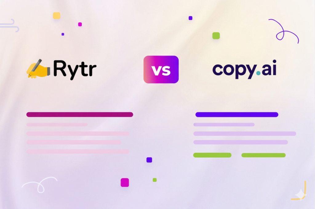Copy.ai vs Rytr comparison showing logos of both AI writing tools side by side