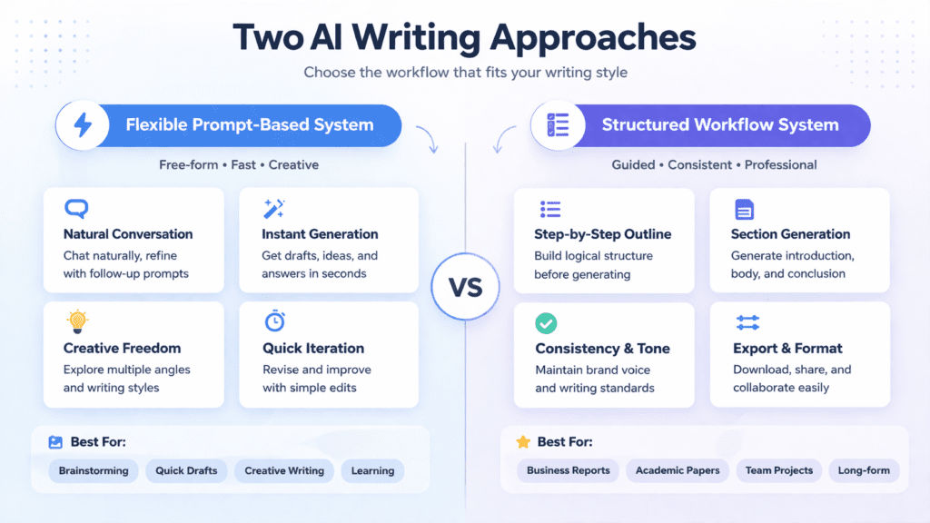 Flexible and structured AI writing approaches in ChatGPT vs Jasper AI comparison