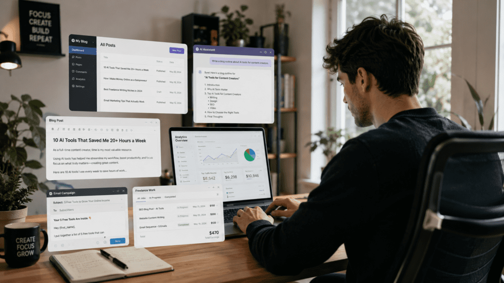 How to Make Money with AI Writing Tools using blogging freelance writing email marketing and AI content workflows