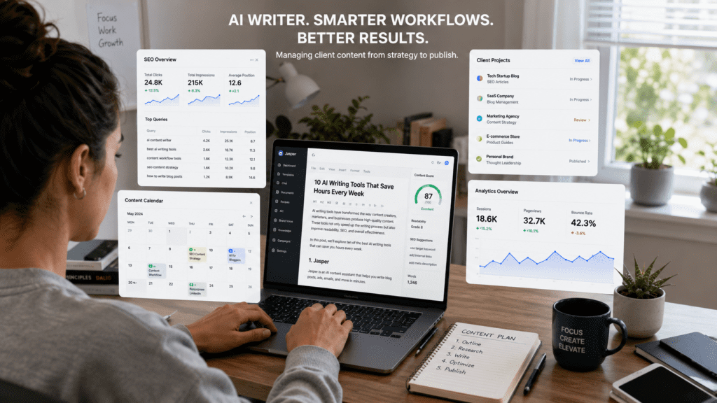 Sell AI Writing Services using SEO dashboards client workflows and content management systems