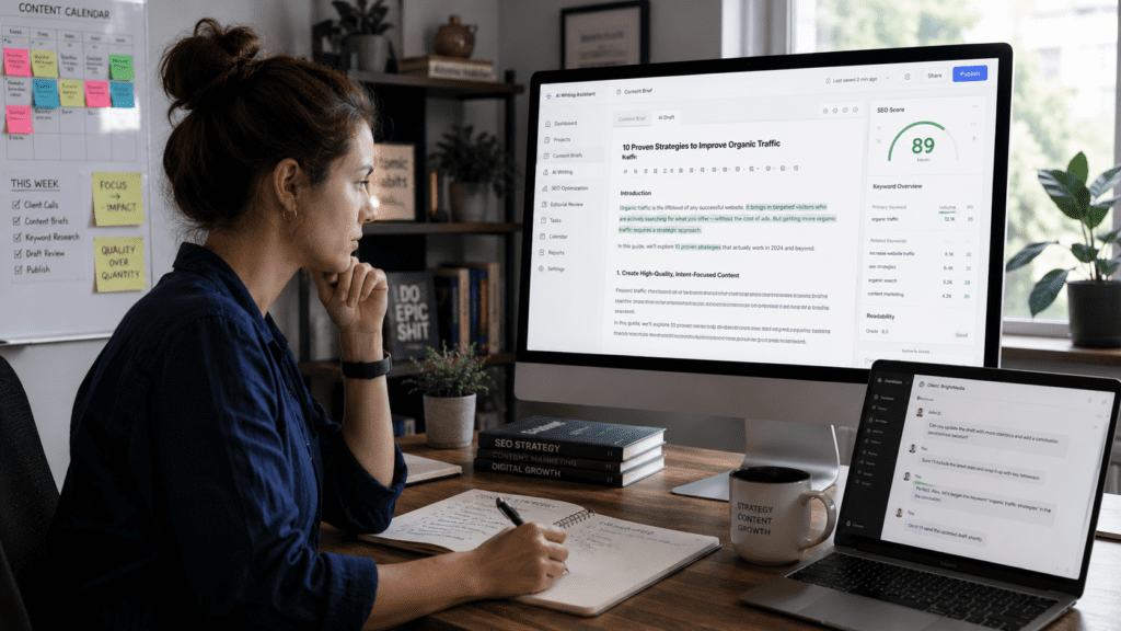 Sell AI Writing Services with SEO optimization content editing and freelance workflow management