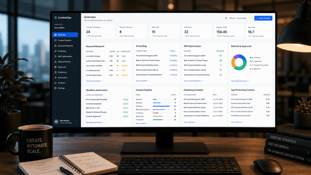 AI Content Pipeline for Agencies using SEO briefs client workflows AI dashboards and editorial systems