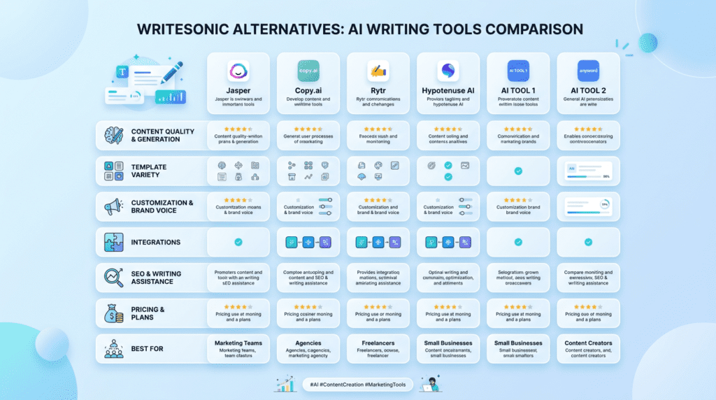 Best Writesonic Alternatives Compared Across Features